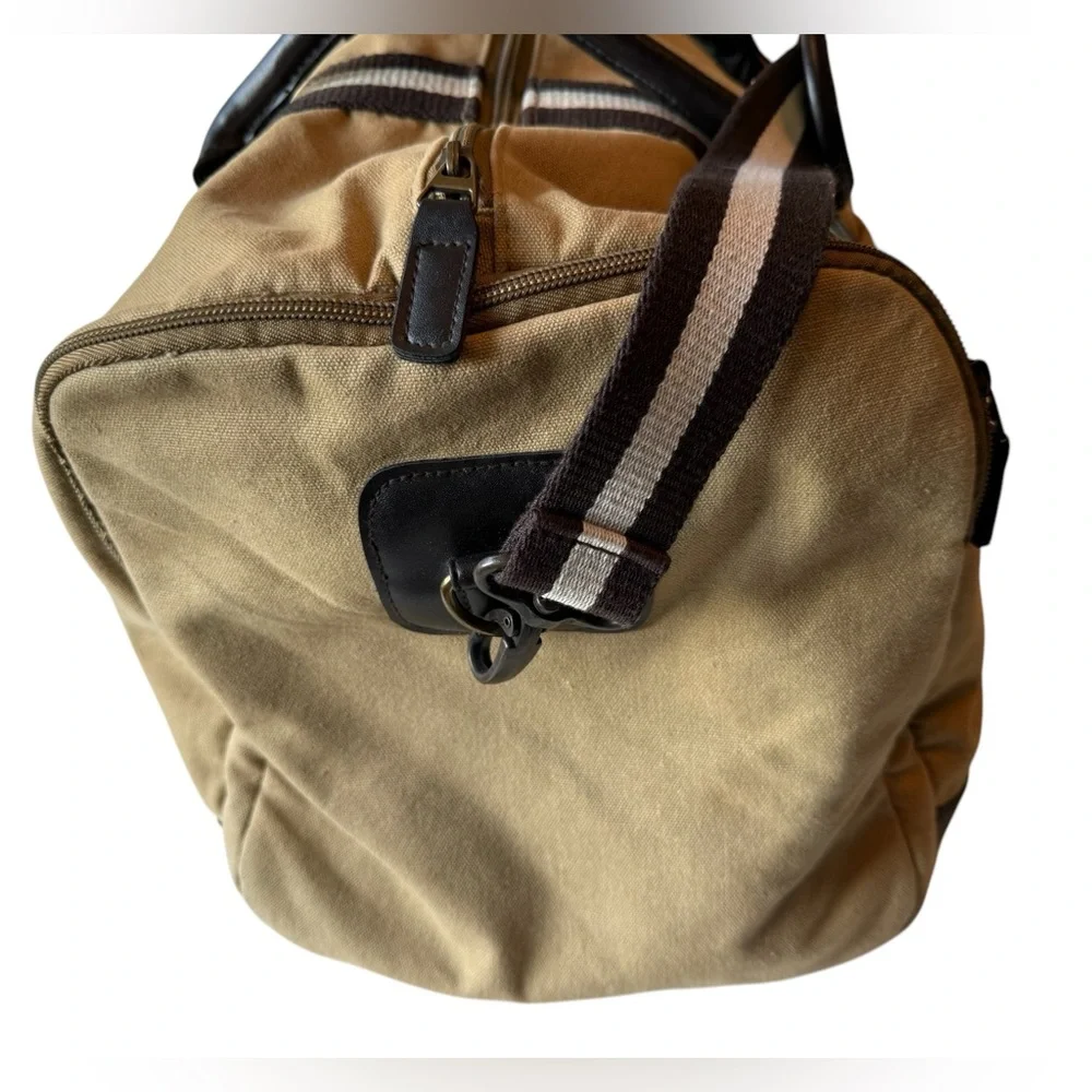 Heritage Supply Co Tan Striped Retro Overnighter Weekender Duffel Men's Bag